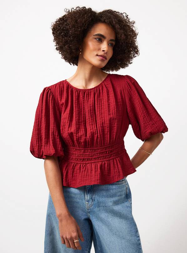 Dark Red Waist Detail Blouse 24